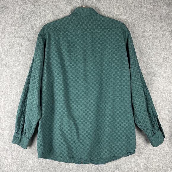 Vintage Guess Georges Marciano Shirt Mens 2 Green Textured Button Up 80s USA - Picture 11 of 15